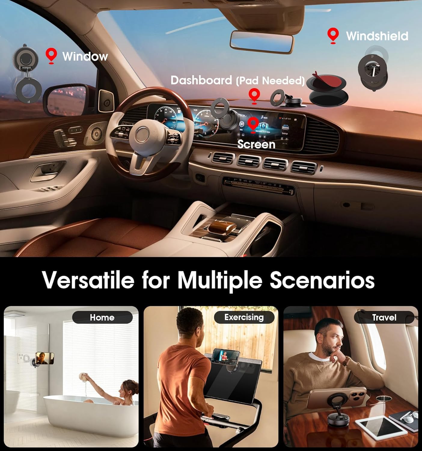 Magnetic Phone Holder for Car? Ultra Vacuum Suction Cup Phone Mount ?360° Adjustable Car Phone Holdefor Your Car Accessories for iPhone 17 15 14 13 12