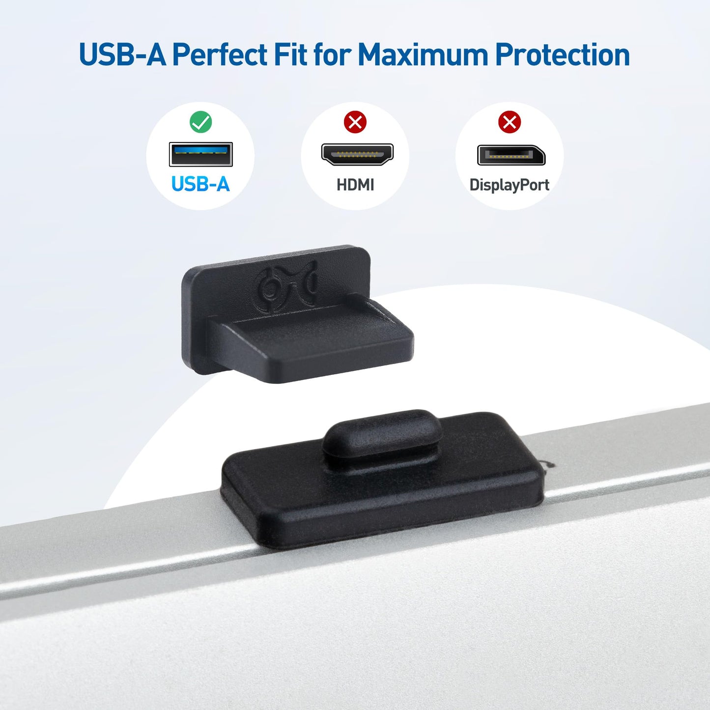 Cable Matters 20-Pack USB Port Covers in Black (USB Dust Cover/Caps, USBA Anti Dust Cover, USBA Port Protector Plug)