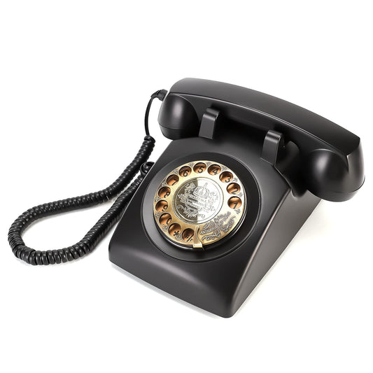QUOXO Rotary Retro Telephone,1950's Old Antique Corded Landline Dial Phones, Classic Desk Wall Phone for Home Office Decor
