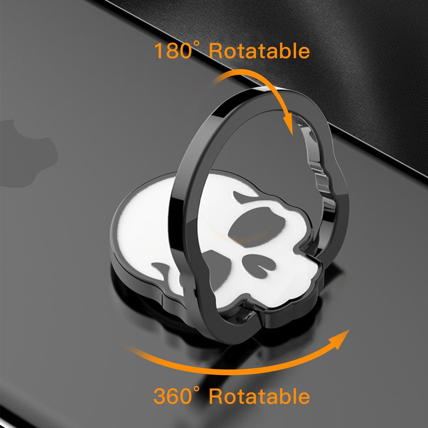 homEdge Cell Phone Skull Ring Grip, Set of 2 Packs 360° Adjustable Finger Ring Holder, Suitable for Magnetic Car Mount Kickstand for Cell Phone-Black