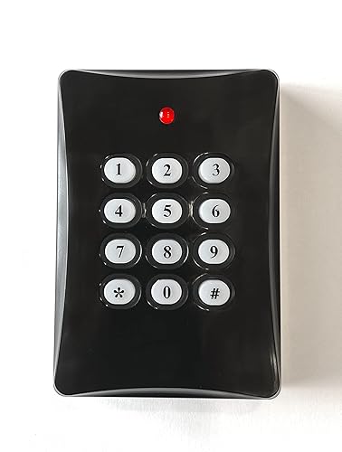 Blue Charm Fake Security Alarm Keypad, Extra Long 1.5 Year Continuous Usage Battery Life, No Wiring Needed, Red Blinking LED Light with Black Housing