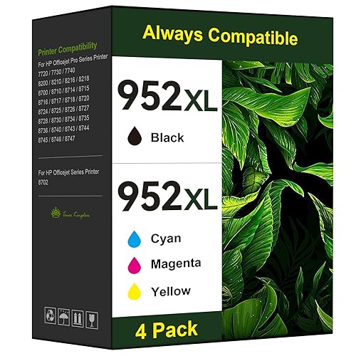 Toner Kingdom Ink Cartridges Remanufactured for HP 952 XL Ink Cartridge Combo Pack Work for HP OfficeJet 8702 OfficeJet Pro 7720 7740 8210 8710 8720