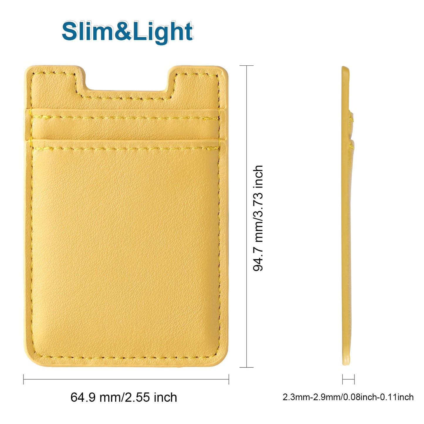 Fulgamo 2Pack Phone Card Holder,Leather Phone Wallet Adhesive Stick On Credit Card Pocket for Back of Phone Case iPhone and Android-Yellow,Green