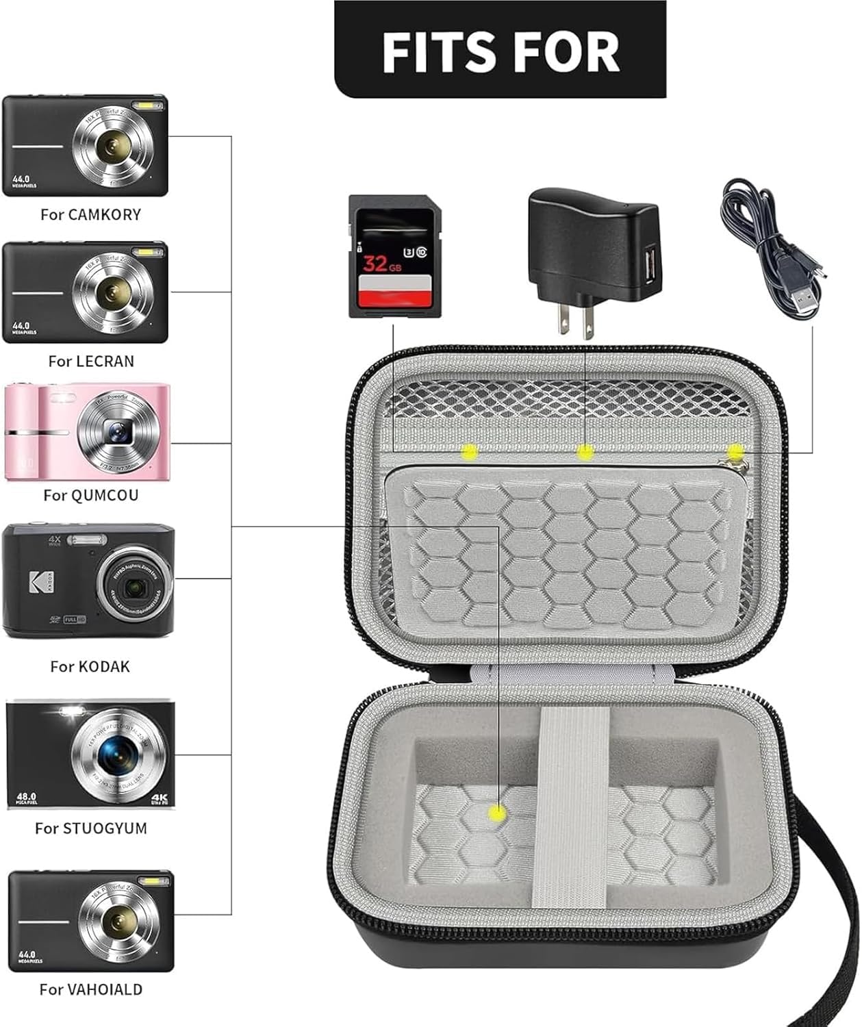 Comecase Carrying & Protective Case for Digital Camera, for CAMKORY/for Kodak Pixpro FZ45 FZ55/for Canon PowerShot ELPH 180/190 / for Sony DSCW800