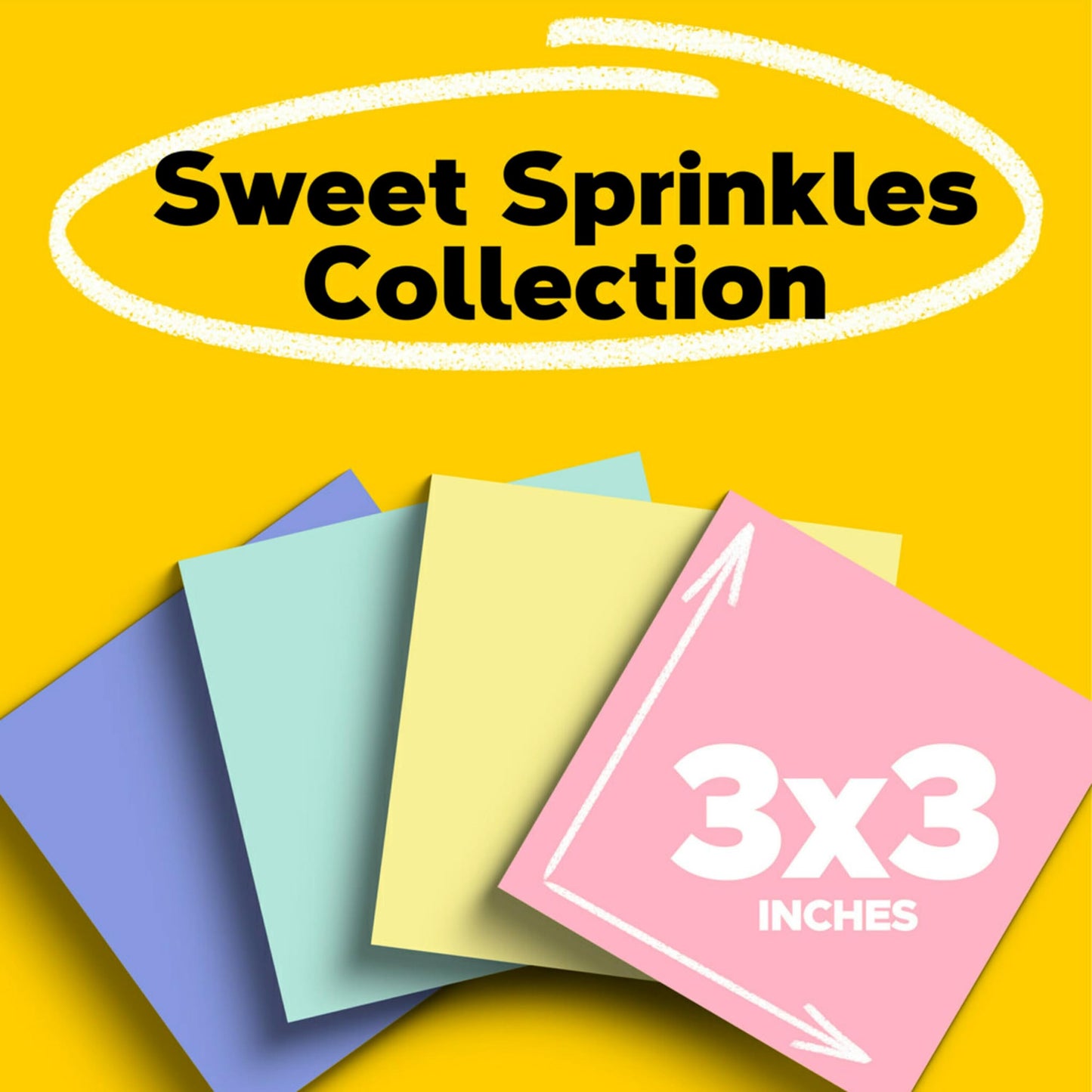 Post-it Greener Notes, 3x3 in, 24 Pads, America's #1 Favorite Sticky Notes, Sweet Sprinkles Collection, Pastel Colors, Clean Removal, 100% Recycled