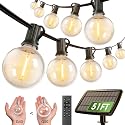 addlon 50FT Solar String Lights for Outside G50 Waterproof with USB Port Solar Patio Lights Outdoor Solar Powered LED Bulbs 3 Light Modes for Backyard