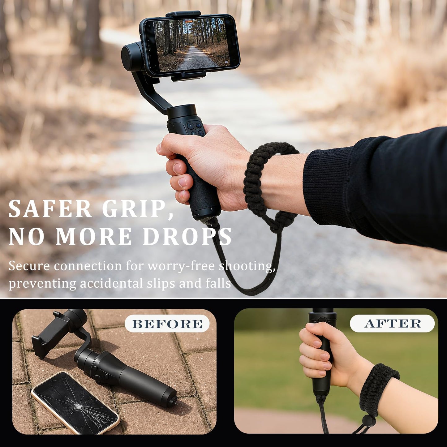 Brvlsoc Adjustable Camera Wrist Strap - Nylon Hand Wrist Lanyard with 1/4" Screw Mount for GoPro, Insta360, DSLR Cameras, Smartphone Gimbals & Selfie