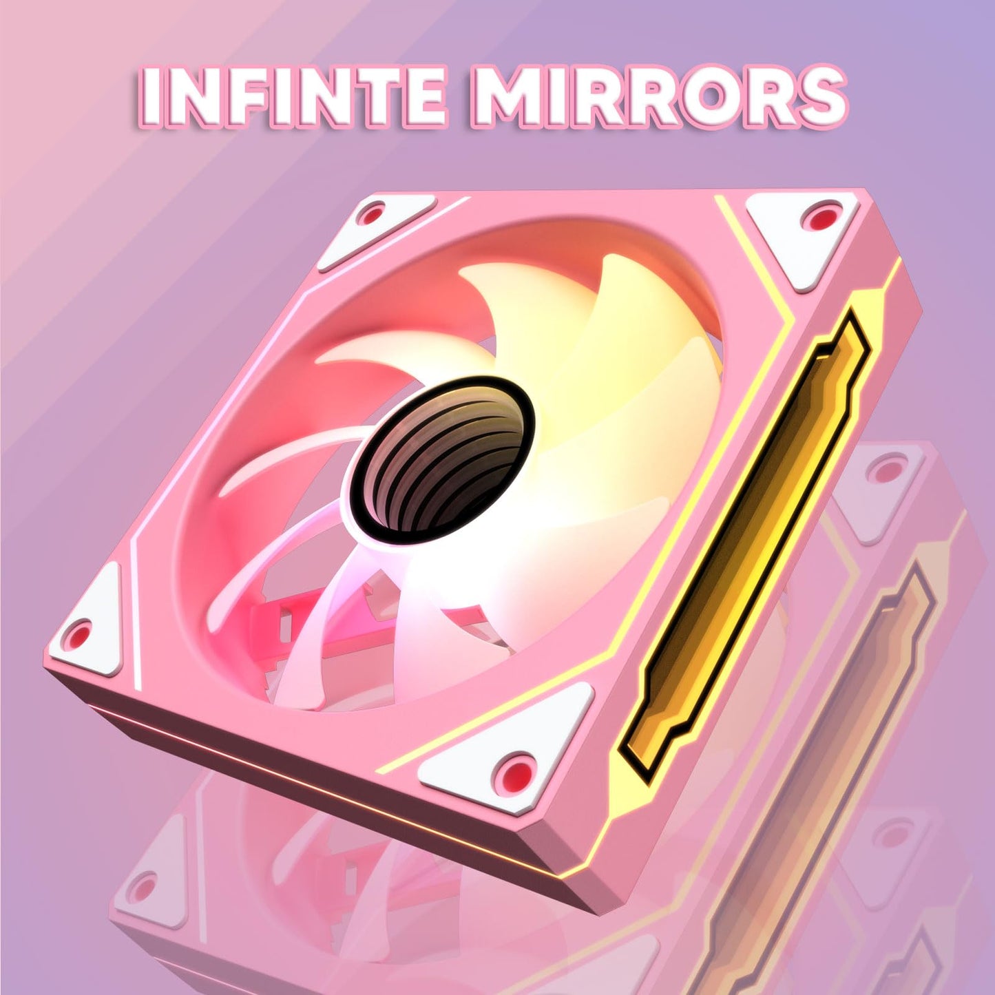 Vetroo Pink LF120 3-Pack Infinite Mirror PC Fan 120 mm ARGB Case Fan with ARGB & PWM Smart Control, FDB Bearing, Controller Included, Nine Blades