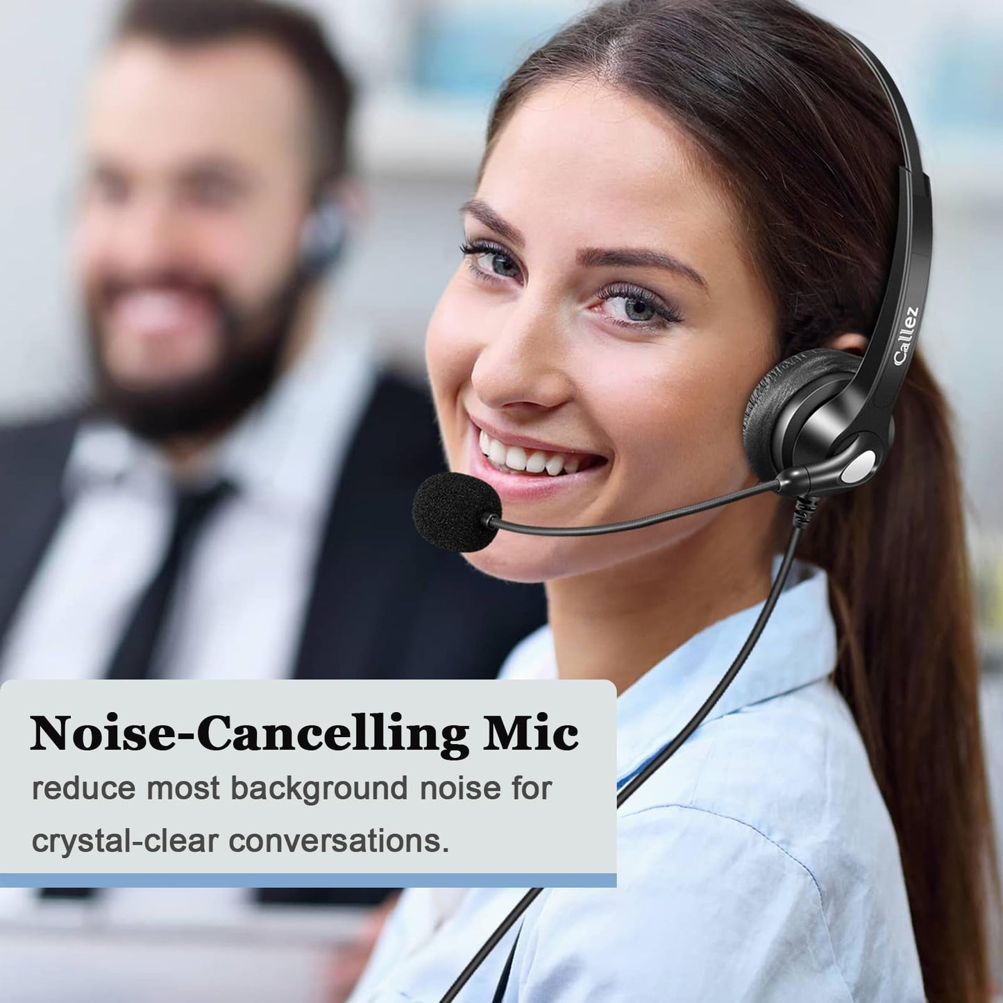 Callez Phone Headset for Cisco with Noise Cancelling Mic & Mute Switch, Dual RJ9 Corded Telephone Headsets Compatible with Cisco IP Phones 6941 6851