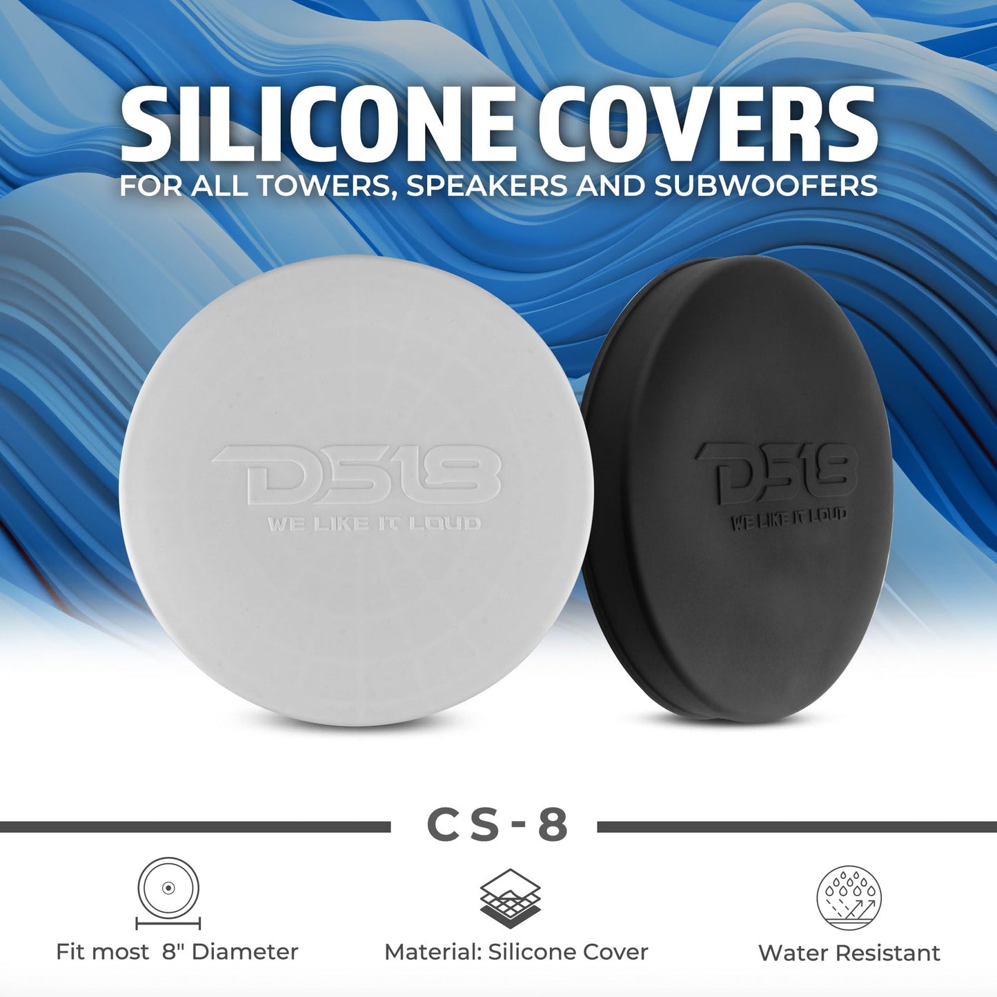 DS18 Hydro CS-8/WH 8" Silicone Marine Speaker Cover - Water, Dust and UV Rays Protection - Compatible with Tower Speakers - Great durability - Special