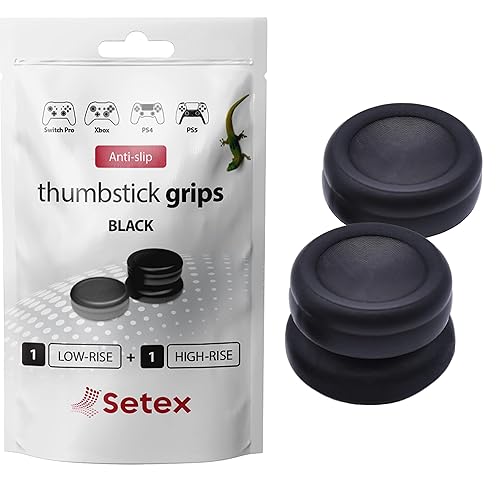 Setex Gecko Grip, 1 High Rise + 1 Low Rise Thumbstick Grip Covers, for PlayStation PS5, PS4, Xbox One, Switch Pro, Steam Deck, Anti-Slip