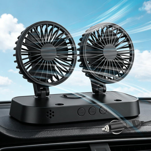 AKSDESY Car Fan, Dual Head USB Fan with Mist Function