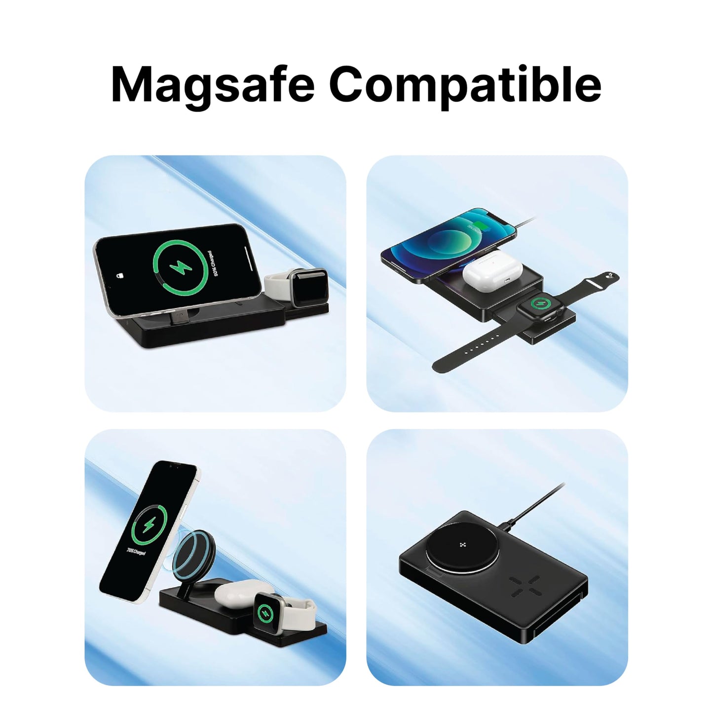 3 in 1 Foldable Fast Magnetic Wireless Charging Station, AllCharge Max by It’s Just Smart, Travel Charger for iPhone 15 14 13 12 11 Pro Max, Apple