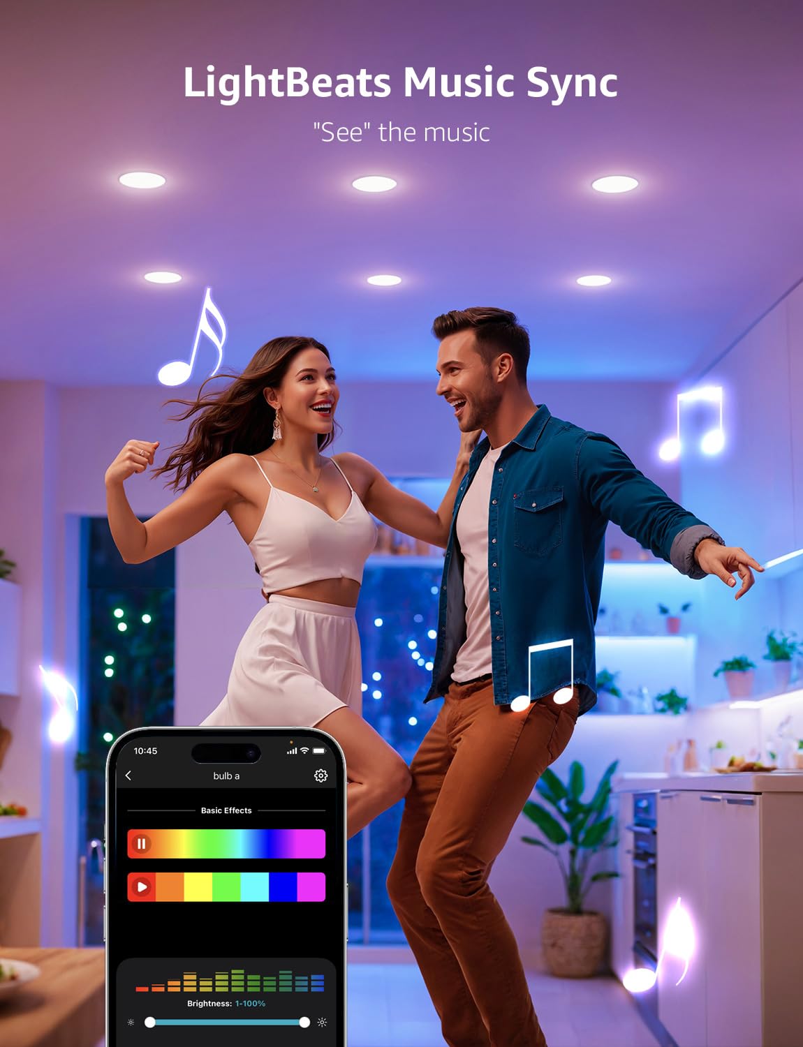 Lepro BR2 AI LED Smart Bulbs - AI Generated Lighting, LightGPM 4 with LLM, LightBeats Music Sync, Voice Control Via App, RGBWW Colors, Compatible
