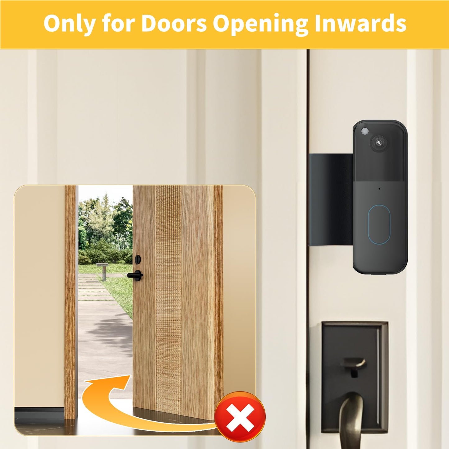 Blink Doorbell Mount No Drilling Bracket Fit for Blink Video Doorbell (1st & 2nd Gen) No Front Cover, Anti-Theft
