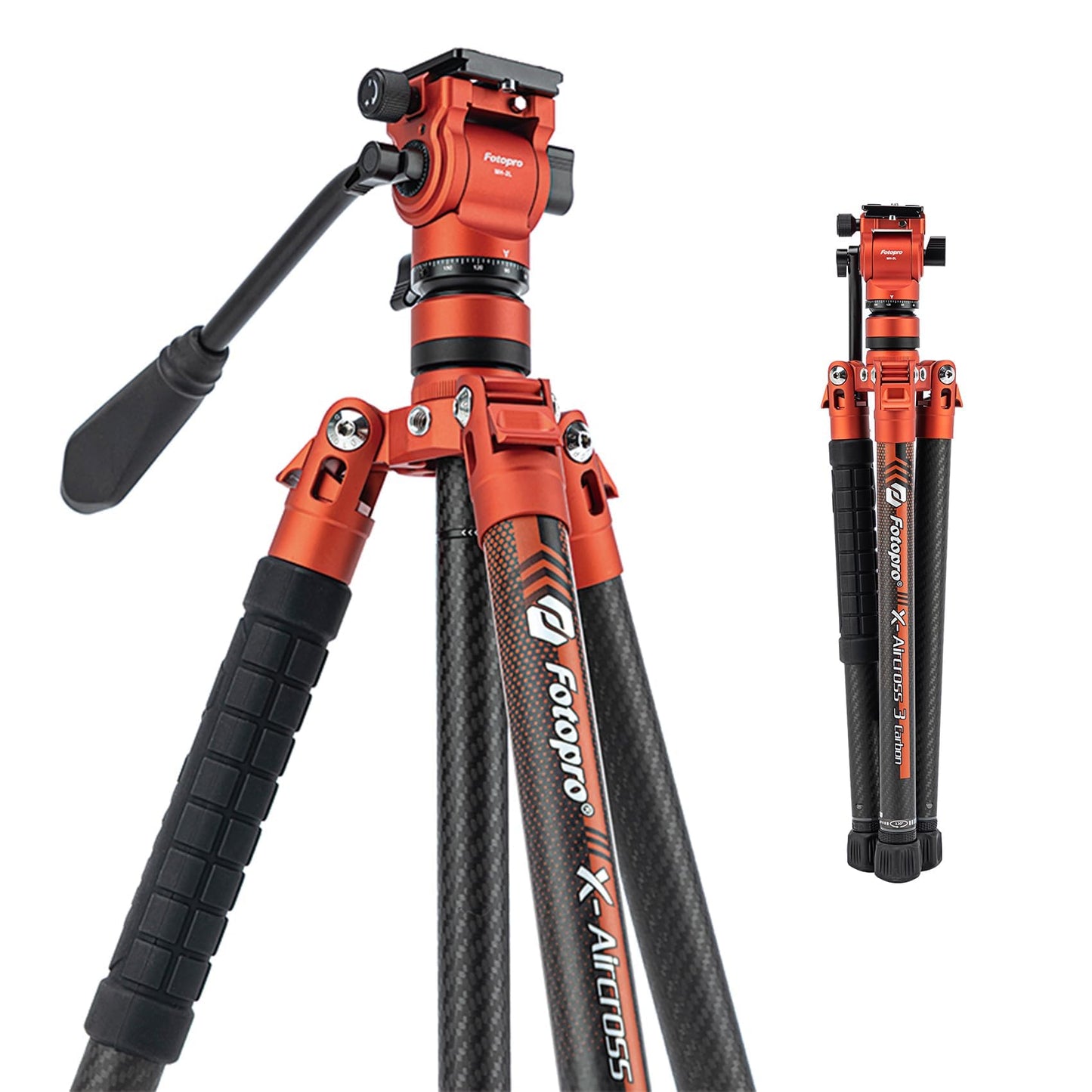 Fotopro 62 Inch Carbon Fiber Tripod 2.3lbs Ultralight Portable Travel Video Tripod for Camera DSLR Lightweight Load up to 22lbs X-Aircross 3 Video