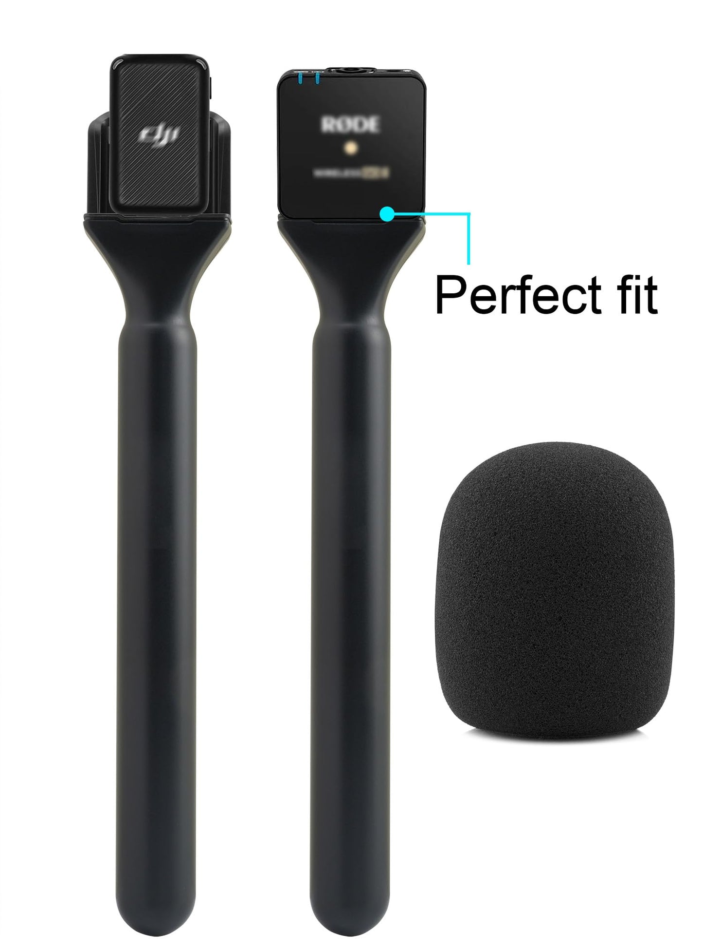 JCMOYUTY for Dji Handheld Mic Adapter, Stand for DJI/RODE/HOLLYLAND/BOYA/GODOX/ULANZI/Comica and More Wireless Transmitter Holder Interview Go Handle