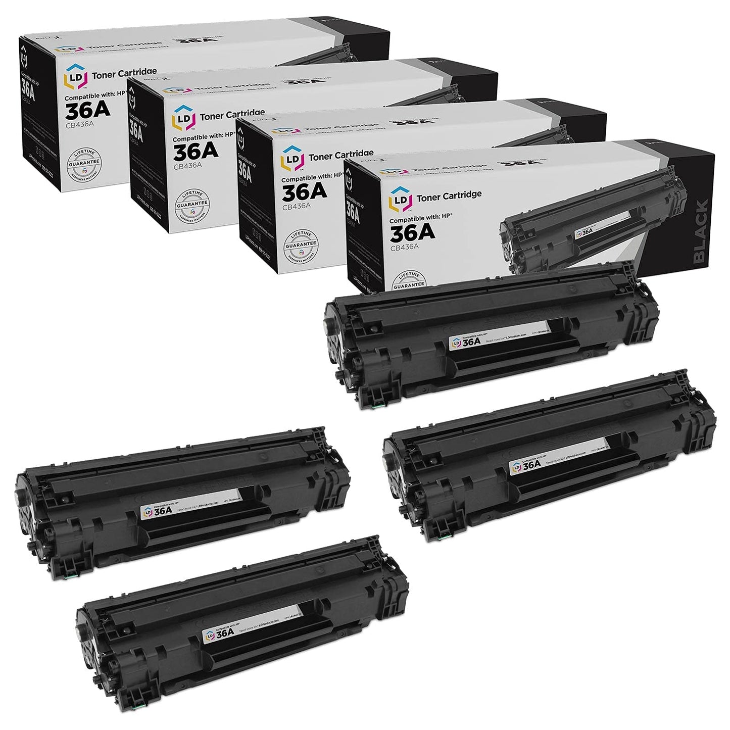 LD Products Compatible Toner Cartridge Replacement for (4-Pack, Black) HP 36A CB436A for use in LaserJet Printers M1522n MFP, M1522nf MFP, P1505
