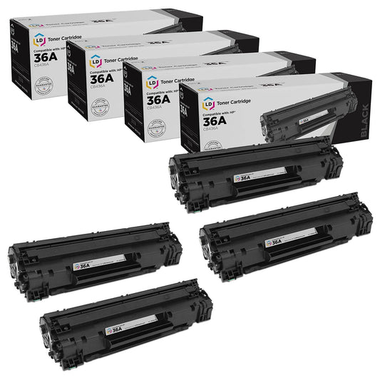 LD Products Compatible Toner Cartridge Replacement for (4-Pack, Black) HP 36A CB436A for use in LaserJet Printers M1522n MFP, M1522nf MFP, P1505