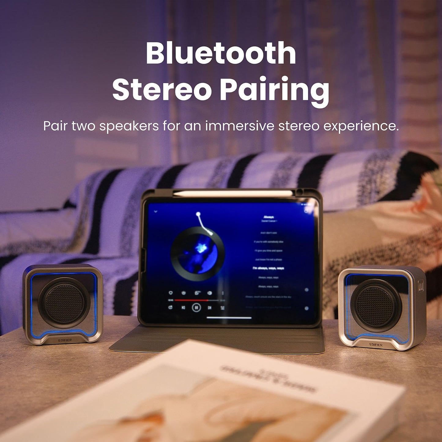Edifier Portable Bluetooth Speaker, IP67 Waterproof and Dustproof with Deep Bass, Built-in Microphone 12H Playtime Bluetooth 6.0, Ambient Light