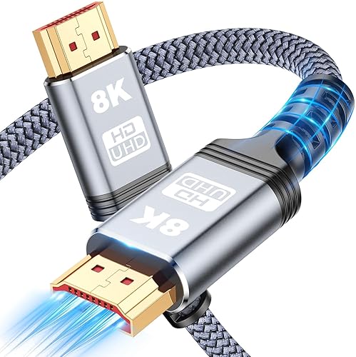 iYavvort 8K 10K 4K HDMI Cable 48Gbps 3.3FT/1M, Certified Ultra High Speed HDMI Cable Braided Cord-4K@120Hz 8K@60Hz, DTS:X, HDCP 2.2 & 2.3, HDR 10