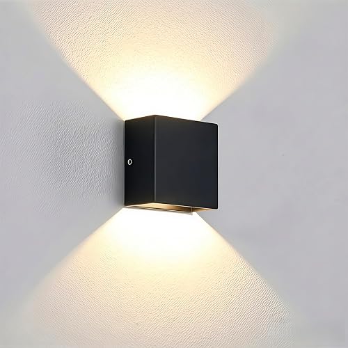 Daxng Modern Wall Sconce Dimmable 6W Hardwired, Up Down Wall Mount Lights Indoor Mini Metal LED Wall Lamp for Living Room Bedroom Hallway Decor, Warm