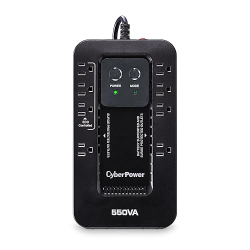 CyberPower EC550G Ecologic UPS Battery Backup and Surge Protector, 550VA/330W, 8 Outlets, ECO Mode, Compact, UL Certified
