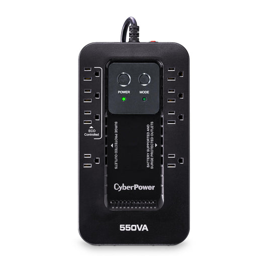 CyberPower EC550G Ecologic UPS Battery Backup and Surge Protector, 550VA/330W, 8 Outlets, ECO Mode, Compact, UL Certified