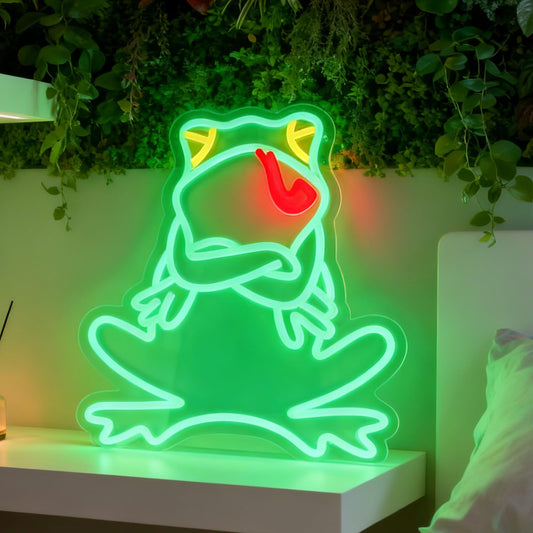 Frog LED Neon Sign, Cute Animals Shape Light Up Sign, USB Powered Dimmable Decorative Neon Light Home Bedroom Living Room Wall Table Decor Gift 14.2 x