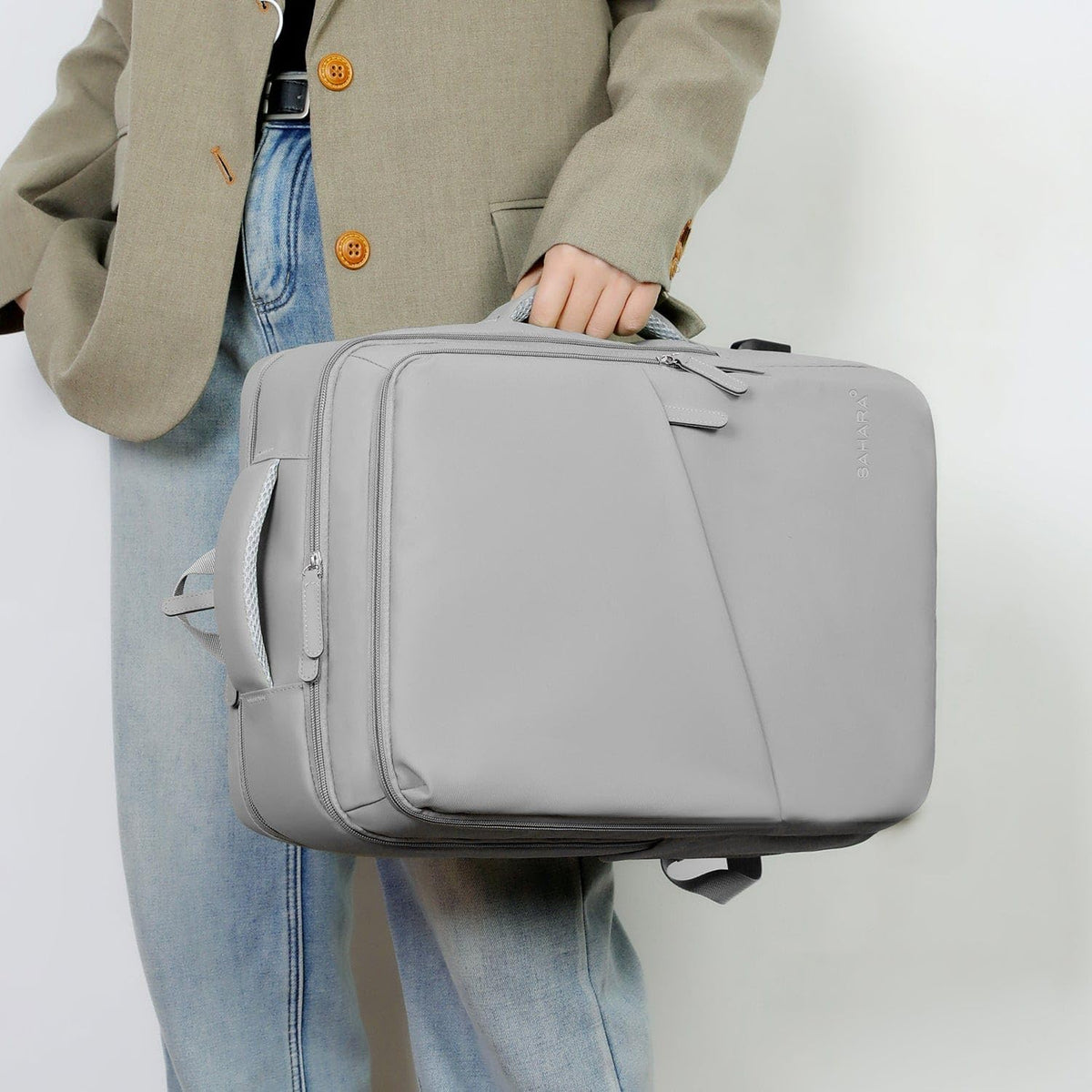 SAHARA - Multi-Compartment Travel & Laptop Backpack with USB Charging Port for Laptops up to 16-inch, Gray, (LT00100)