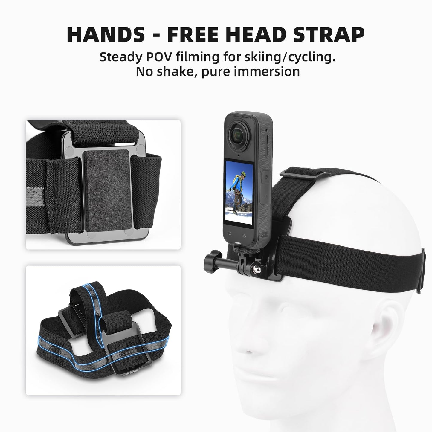 BRDRC Accessories Kit for Insta 360 X5 X4 Air, Chest Mount Head Strap Harness Backpack Clip Holder Wrist Strap, 360°Rotating Adapter + Quick Release