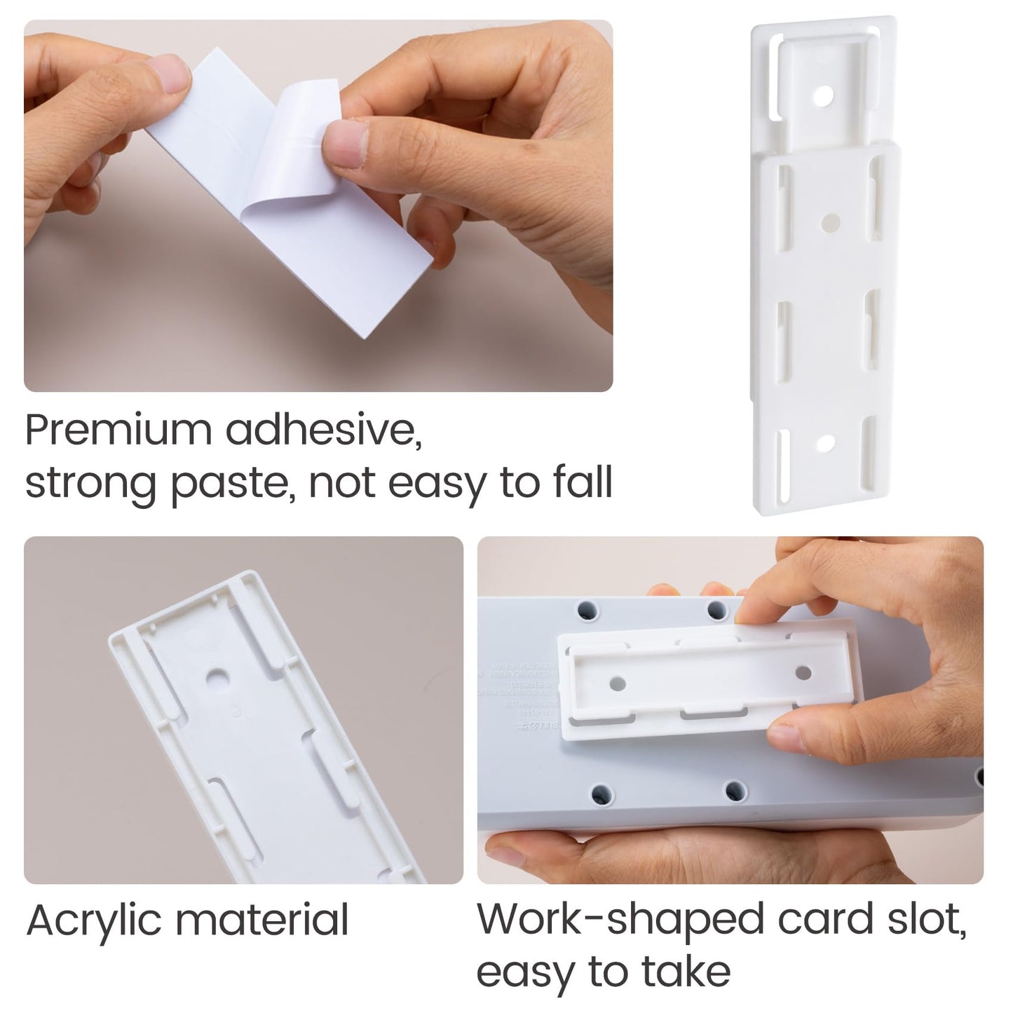 Lekgavd 3pcs Self-Adhesive Power Strip Holder, White No Pre-drilled Desktop Socket Fixer, Wall Mount Desktop Power Stirp Holder for Home Office