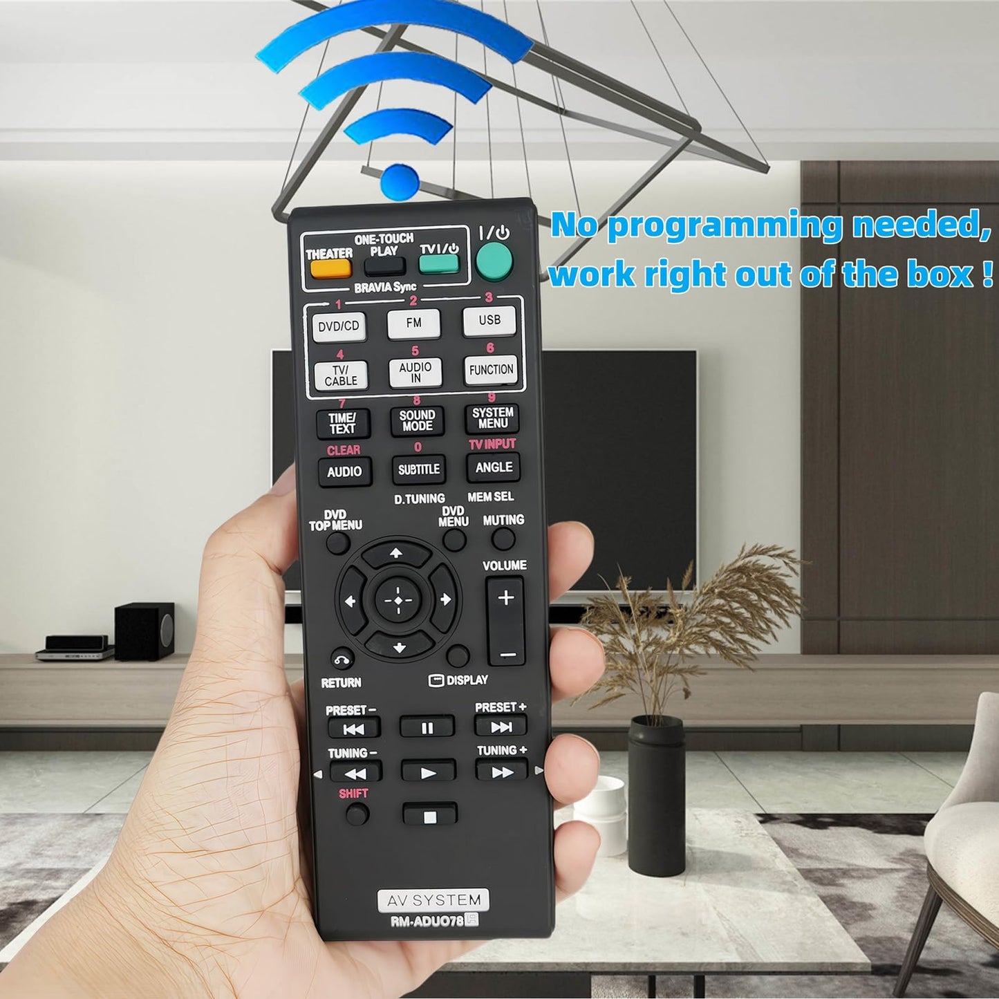 Replacement Remote Control Compatible for Sony DAV-DZ170 RM-ADU078 1-487-641-11 HCDDZ510 DAV-DZ175 HBDDZ171 AV Audio/Video Receiver Home Theater