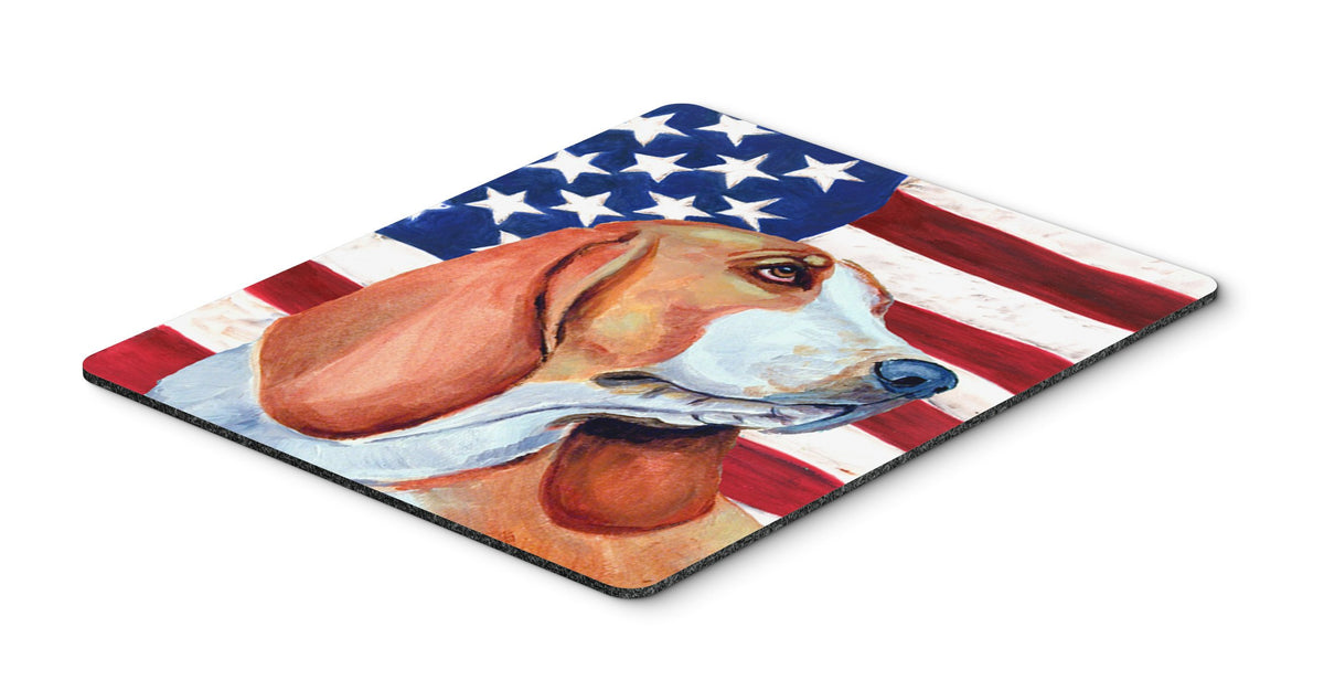 Caroline's Treasures LH9017MP USA American Flag with Basset Hound Mouse Pad, Hot Pad or Trivet for Home Office Gaming Working Computers Laptop Mouse