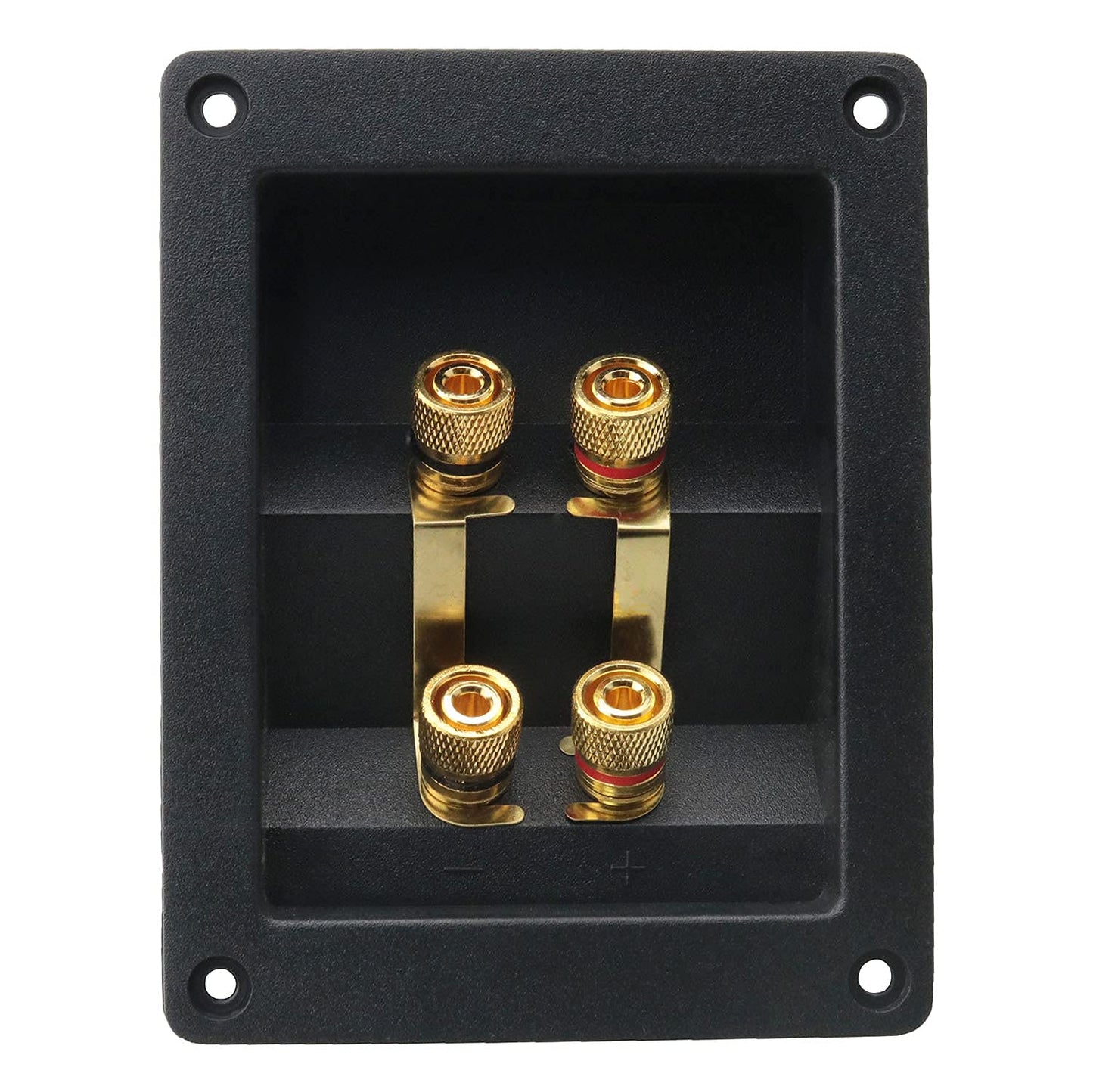 ZZLZX 1PC Copper 4-Position Terminal Junction Box, Post 4 Speaker Wall Plates Home Theater Junction Box Connectors for Car/Home Audio, Speaker Box