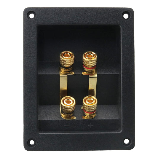 ZZLZX 1PC Copper 4-Position Terminal Junction Box, Post 4 Speaker Wall Plates Home Theater Junction Box Connectors for Car/Home Audio, Speaker Box