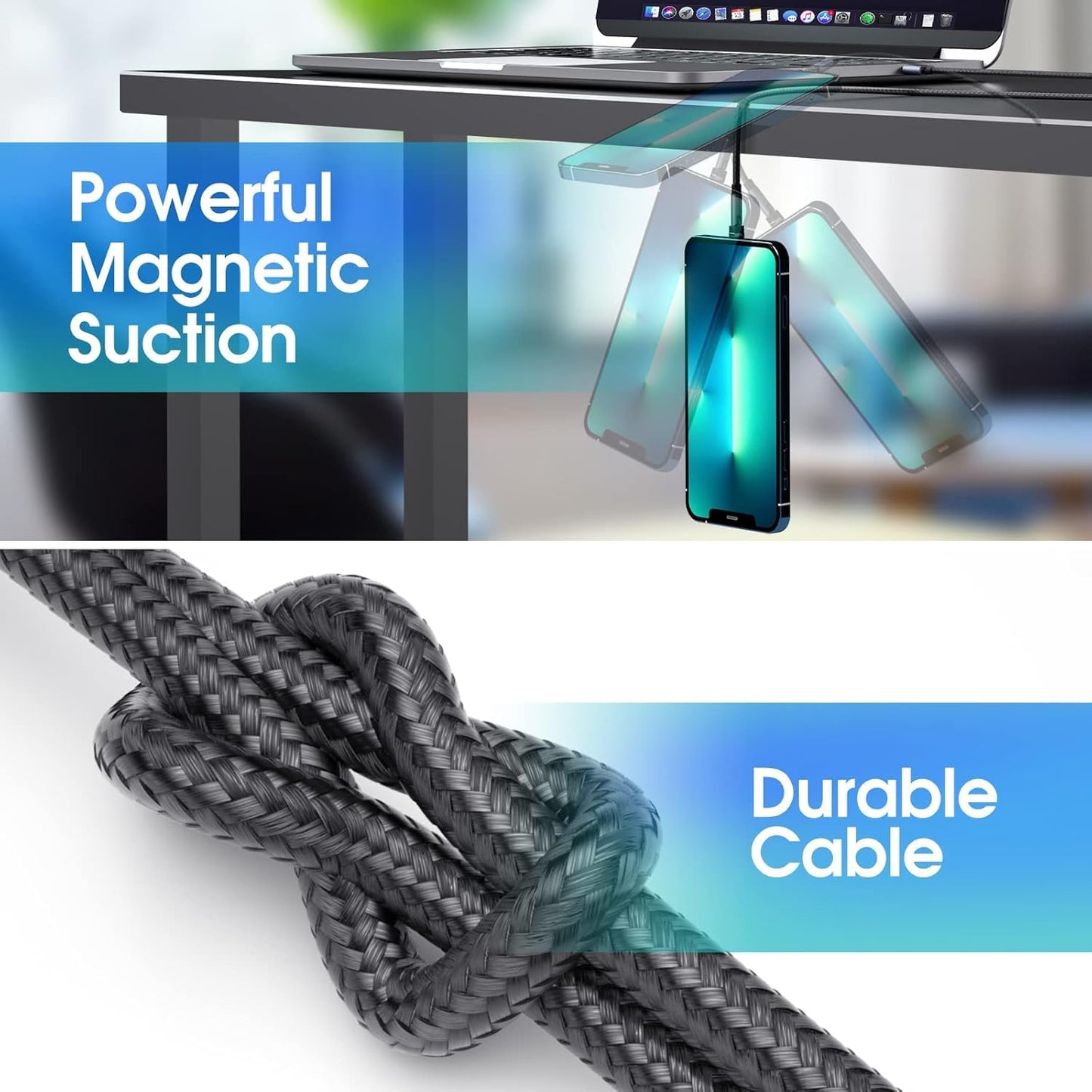 Bojianxin Magnetic Charging Cable 540° Rotation?7-Pack, 1.6ft/3.3ft/3.3ft/6.6ft/6.6ft/10ft/10ft, 3 in 1 USB C Magnetic Phone Charger Cable Compatible