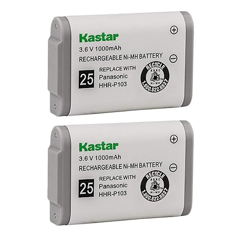 Kastar HHR-P103 Battery (2-Pack), Type 25, NI-MH Rechargeable Battery 3.6V 1000mAh, Replacement for Panasonic HHR-P103 / P-P103, AT&T, GE, Vtech