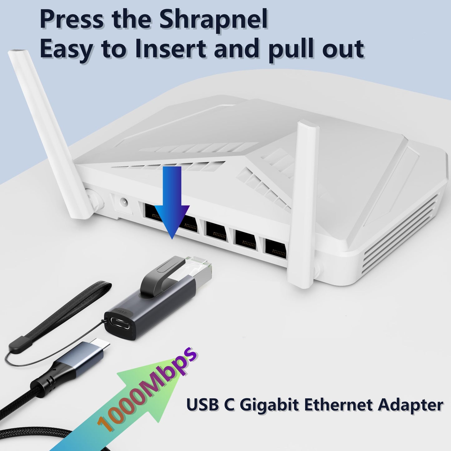 IVSHOWCO USB C to Ethernet Adapter, Ethernet Male to USB-C Female Adapter, Portable Plug and Play 1Gbps Ethernet Adapter for Quick Internet Access