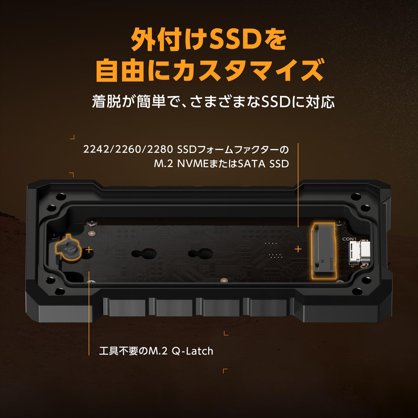 ASUS TUF Gaming A2 USB-C 3.2 Gen 2x2 SSD Enclosure, Dual M.2 NVMe PCIe Easy Install M.2 Q-Latch MIL-STD-810H Drop Resistant IP68 Waterproof Dustproof