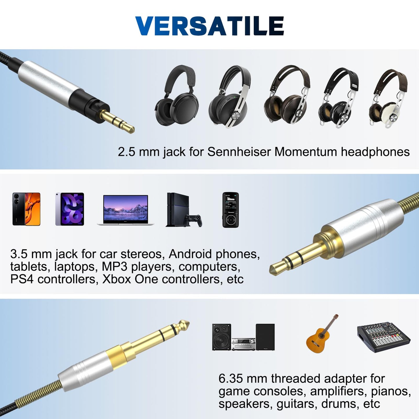 Momentum 4 Cable Compatible with Sennheiser Momentum 4, Momentum 3, Momentum 2, HD1 On-Ear, HD 400S, HD 450BT, PXC 550, PXC 550-II, ACCENTUM Plus…