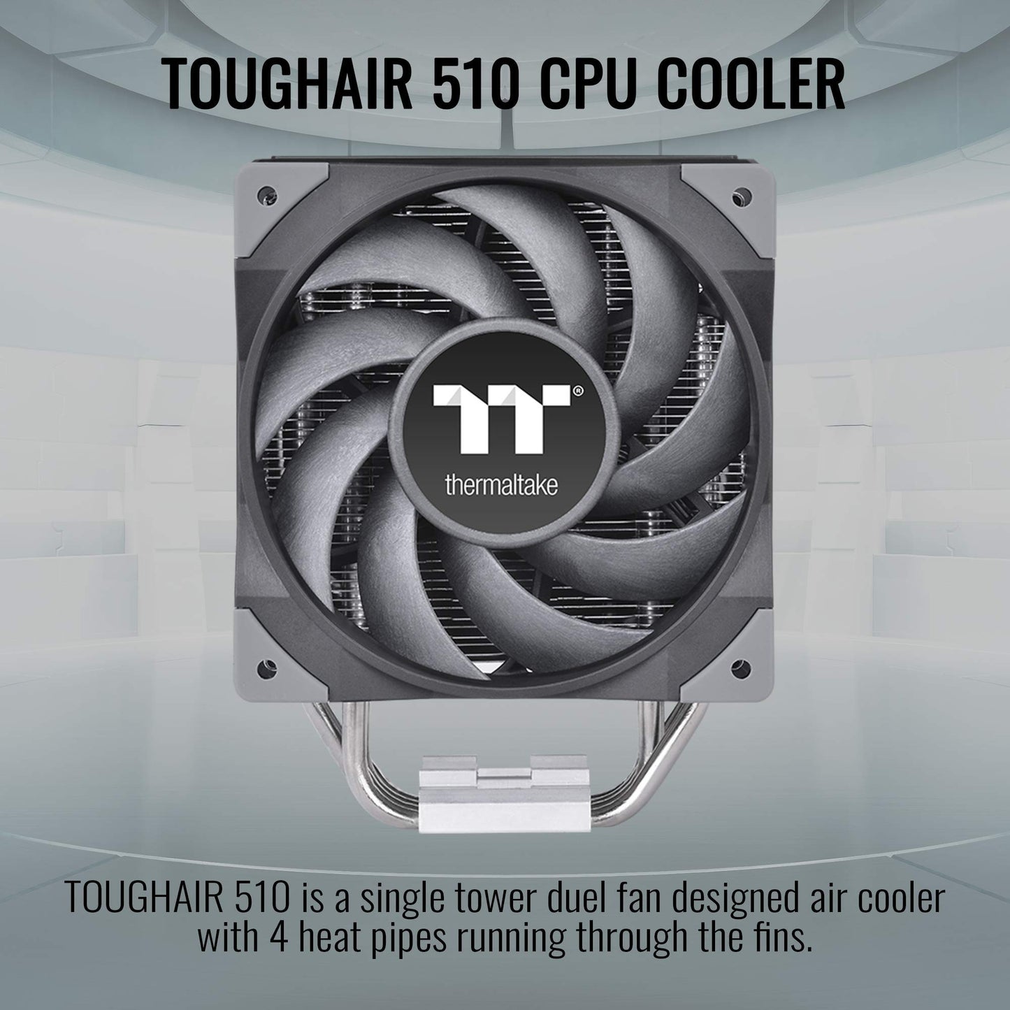 Thermaltake TOUGHAIR 510 180W TDP CPU Cooler, Intel/AMD Universal Socket (LGA 1700/1200), Dual 120mm 2000RPM High Static Pressure PWM Fan with High