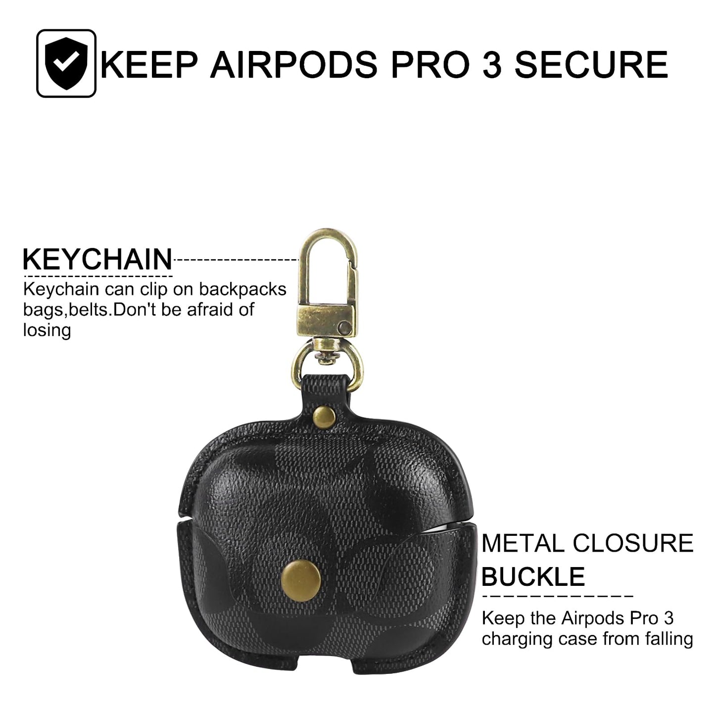 for AirPods Pro 3 Case, Cute Leather Shockproof Protective Cases Compatible with AirPods Pro 3nd Generation Case for Women Men (B)