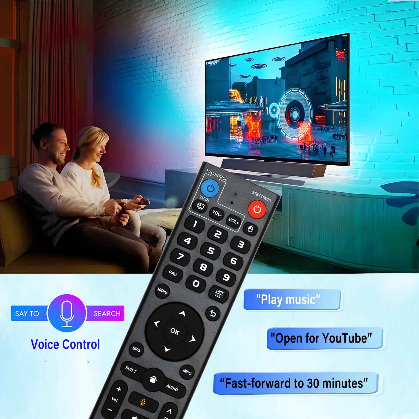 V3 Pro Voice Remote Control Replacement for VSeeBox V5/ V3/ V2/ V1 Pro?V3 Plus?V1 Max/Elite Models