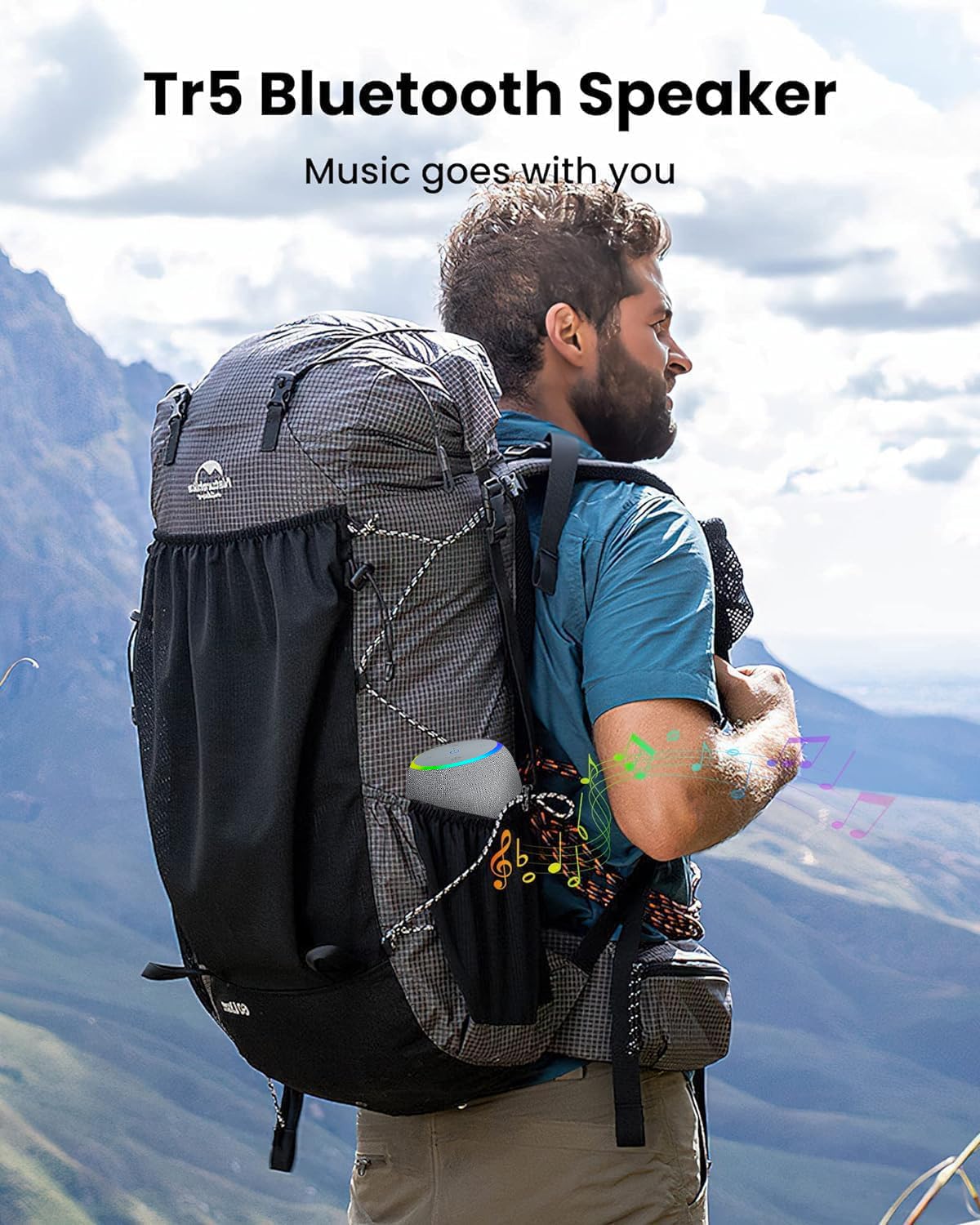 ZICOROOP Bluetooth Speaker, Portable Wireless with 15W Stereo Sound, IPX6 Waterproof, Blue Tooth 5.3, LED Light, TWS Pairing, 12H Playtime Shower