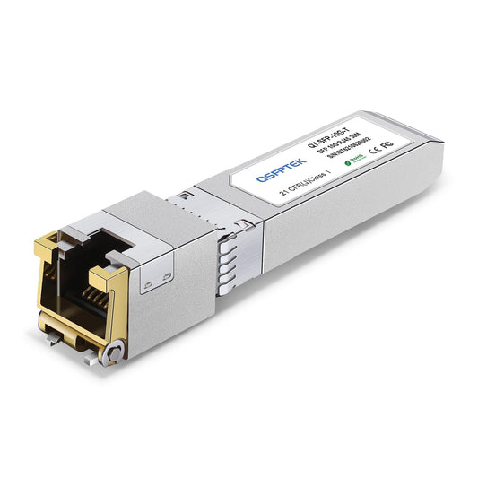QSFPTEK 10GBase-T SFP+ to RJ45, 10G Copper Module, 10Gbe T Mini Gbic 10 Gigabit Ethernet Adapter SFP Transceiver for Arista SFP-10GE-T, Mikrotik