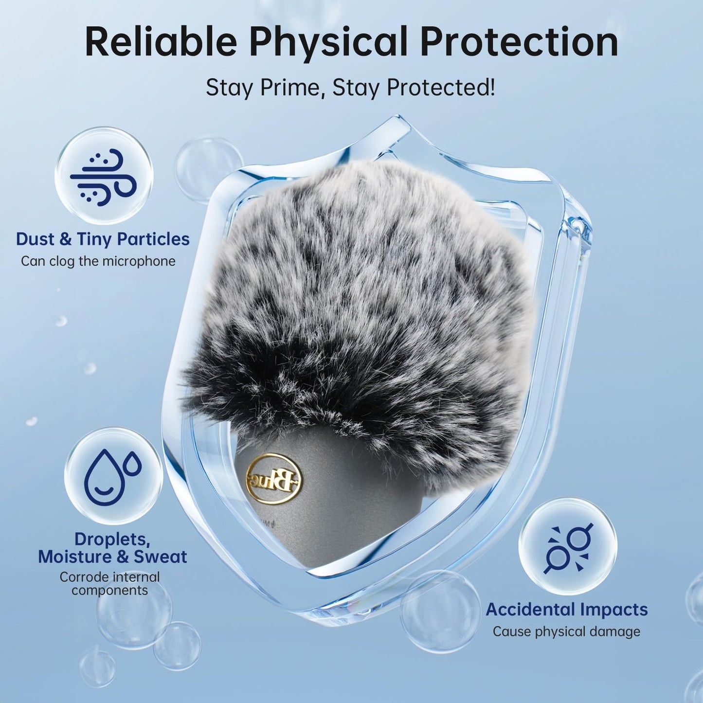 PhantAccy Pop Filter/Windscreen for Blue Yeti and Yeti Pro Microphones, Furry Mic Cover for Wind and Ambient Noise Reduction