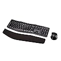 Amazon Basics Ergonomic Wireless Keyboard and Mouse Combo with Wrist Rest, Plug and Play, 2.4 GHz USB, Easy to Use, Black