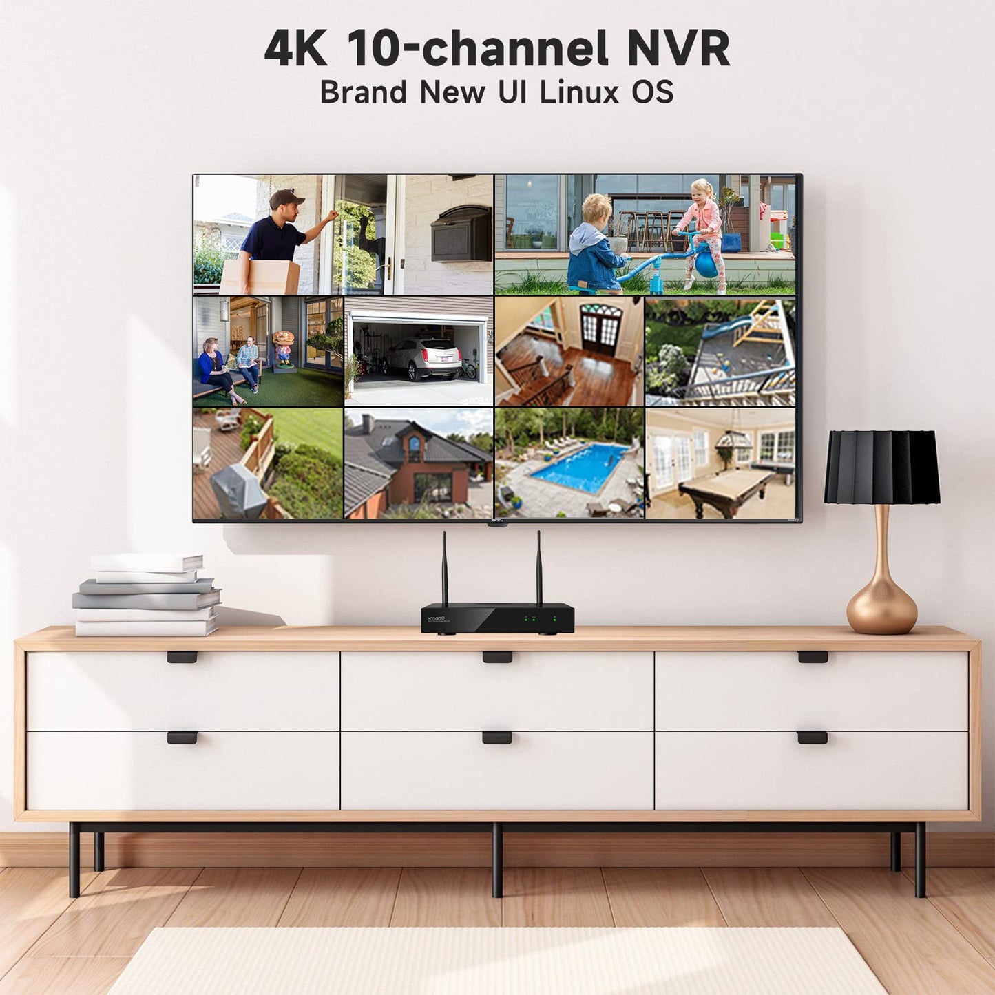XMARTO 10-Channel 4K UHD H.265 NVR | Long Range Dual-Band Wi-Fi 6, Linux OS, No Monthly Fees | Easy Remote Access | Works ONLY with XMARTO WiFi6