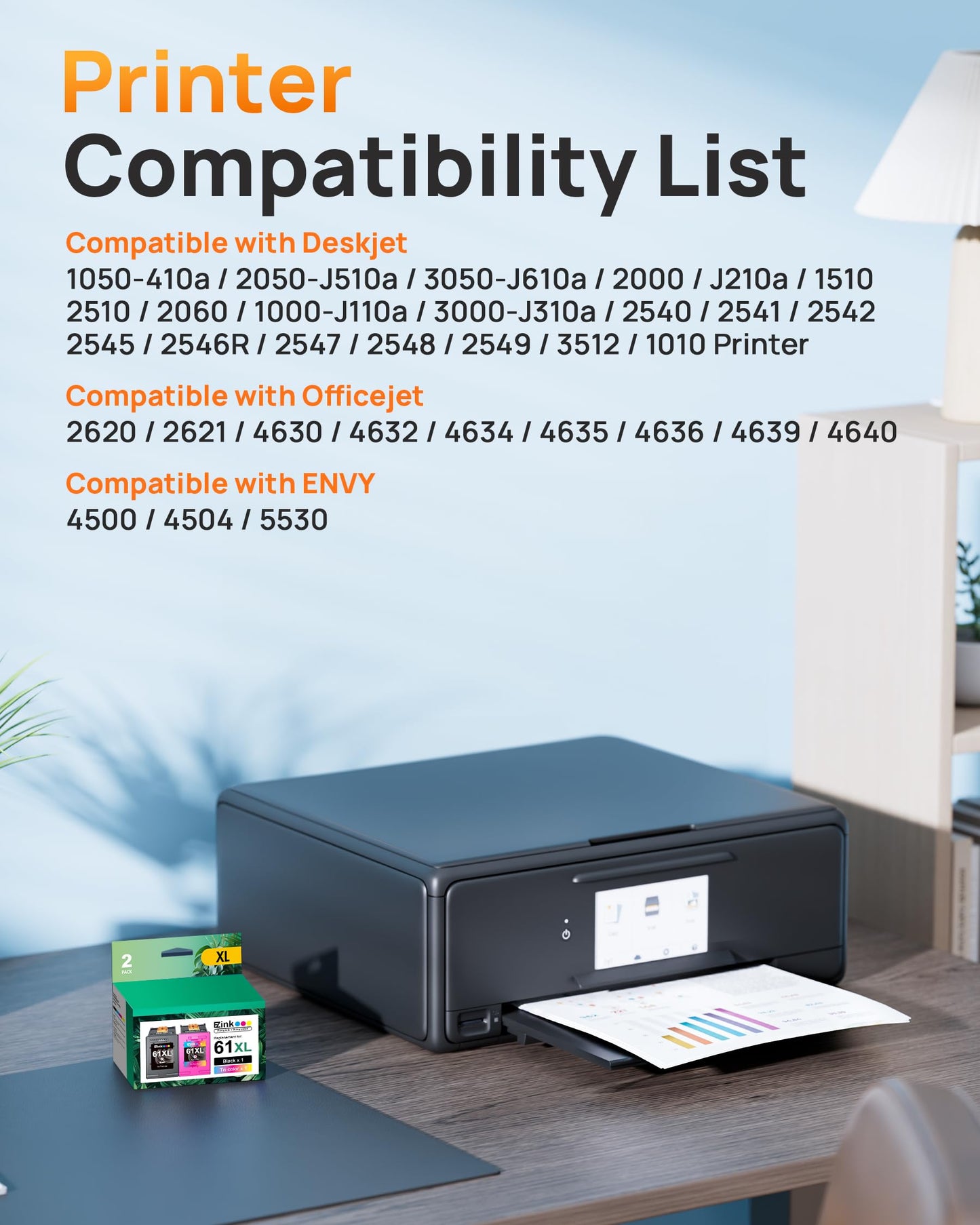61XL 61 Ink Cartridges 4500 5530 for HP Ink 61XL Black and Color Combo Pack